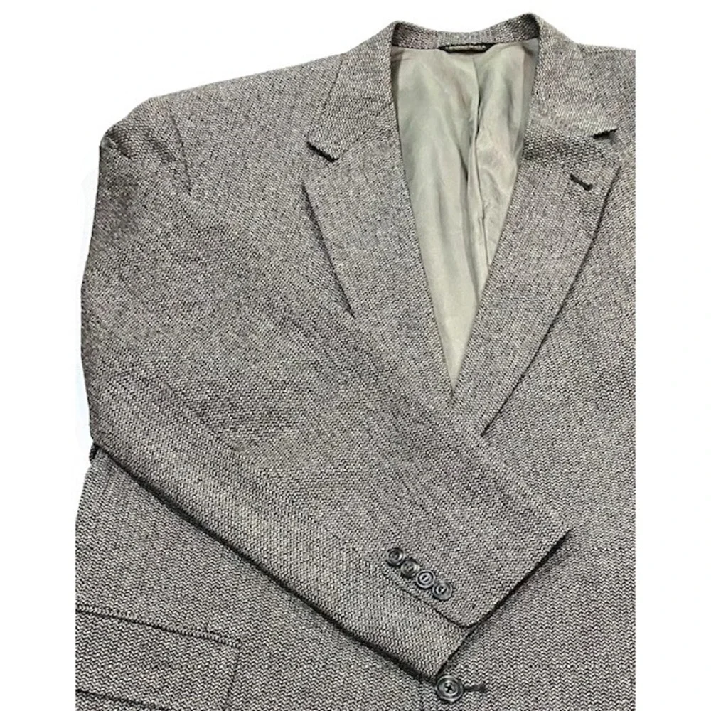 Vintage Austin Reed Men's Size 48R Tweed Sport Coat Brown‎ w Gold Cream Blend